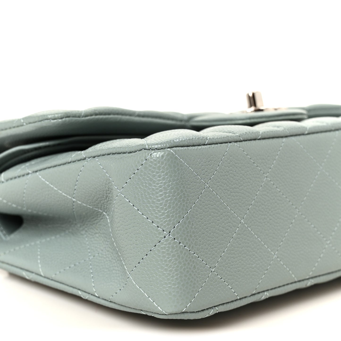 Caviar Quilted Small Double Flap Light Blue