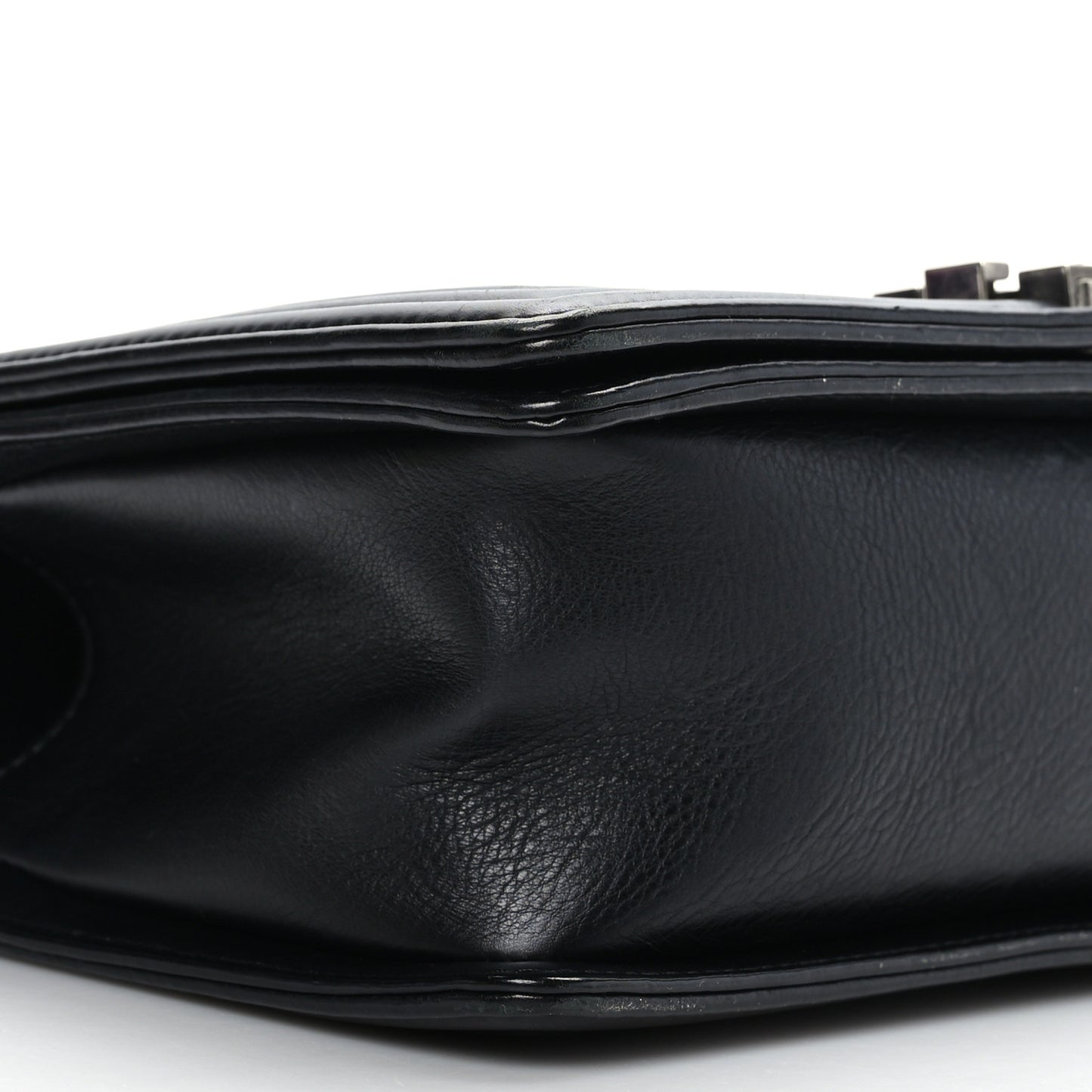 Calfskin Double Stitch Medium Boy Flap Black