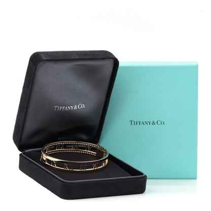 Tiffany 18K Rose Gold Diamond Atlas Open Hinged Bangle Bracelet 4 of 4