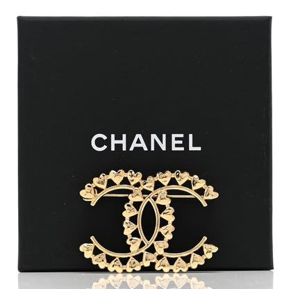 Chanel Metal CC Heart Brooch Gold 5 of 5