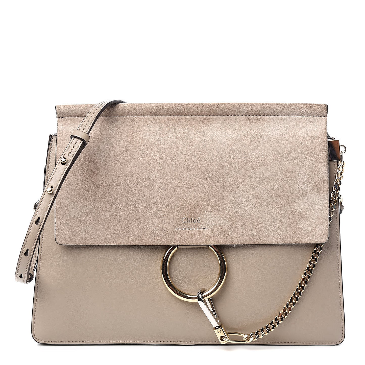 Calfskin Suede Medium Faye Shoulder Bag Motty Grey