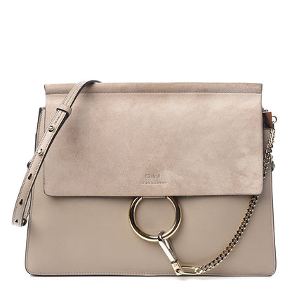 Chloe Calfskin Suede Medium Faye Shoulder Bag Motty Grey 1 of 10