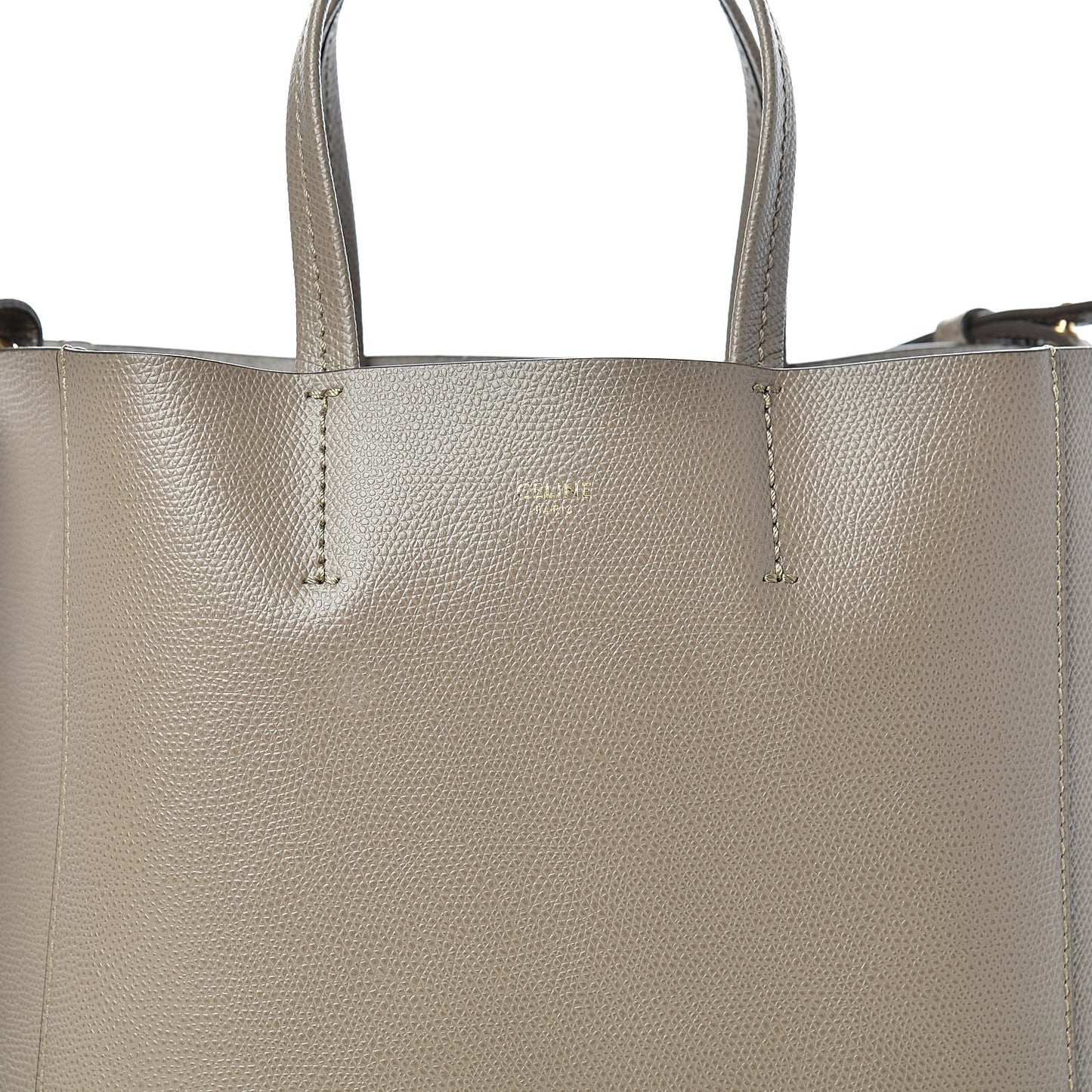 Grained Calfskin Small Vertical Cabas Beige