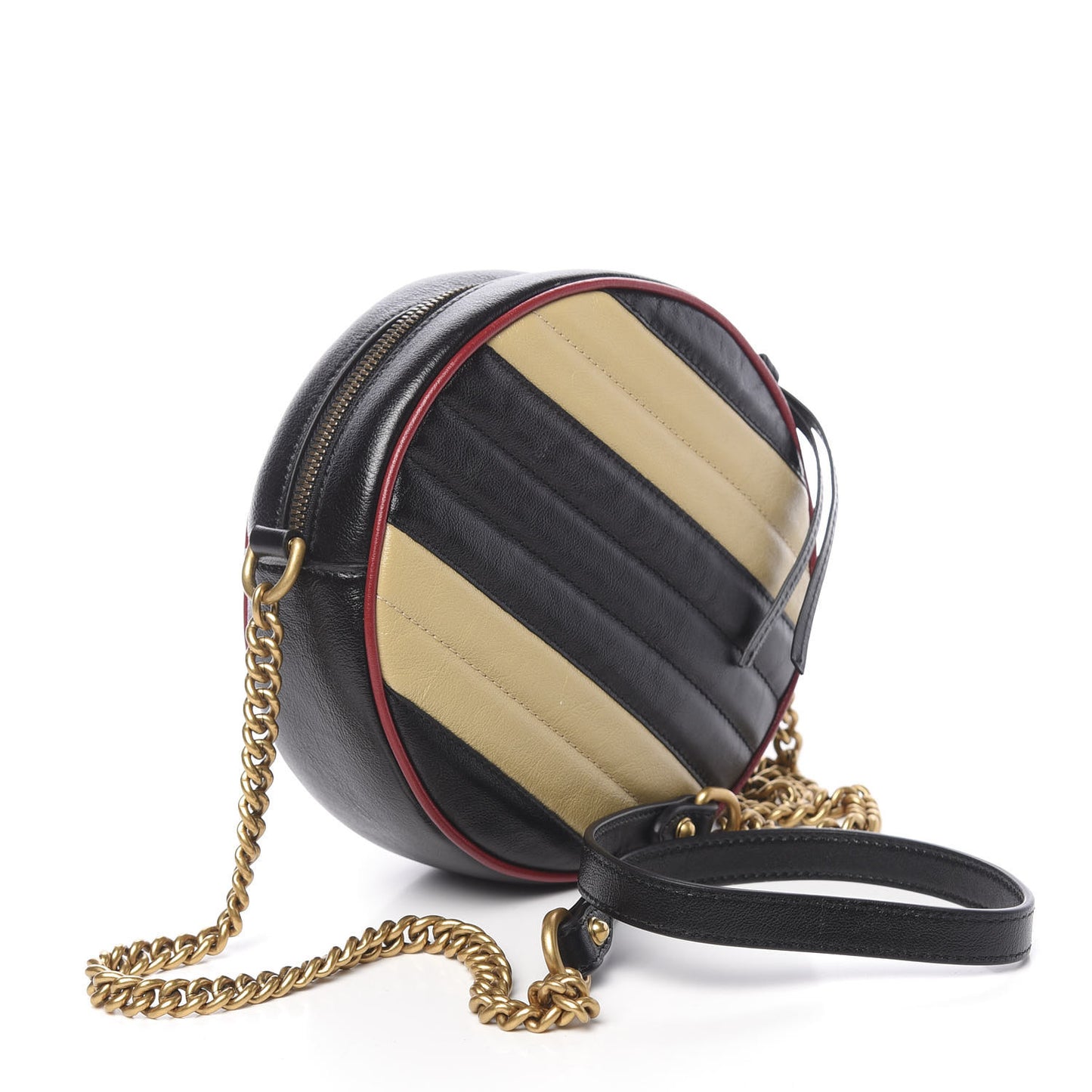 Azalea Calfskin Matelasse Diagonal Patchwork Mini Torchon GG Marmont Round Shoulder Bag Black Beige Romantic Cerise