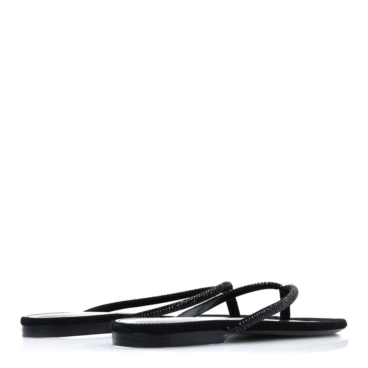 Kid Suede Strass Crystal Embellished Joni 05 Flat Sandals 37 Black