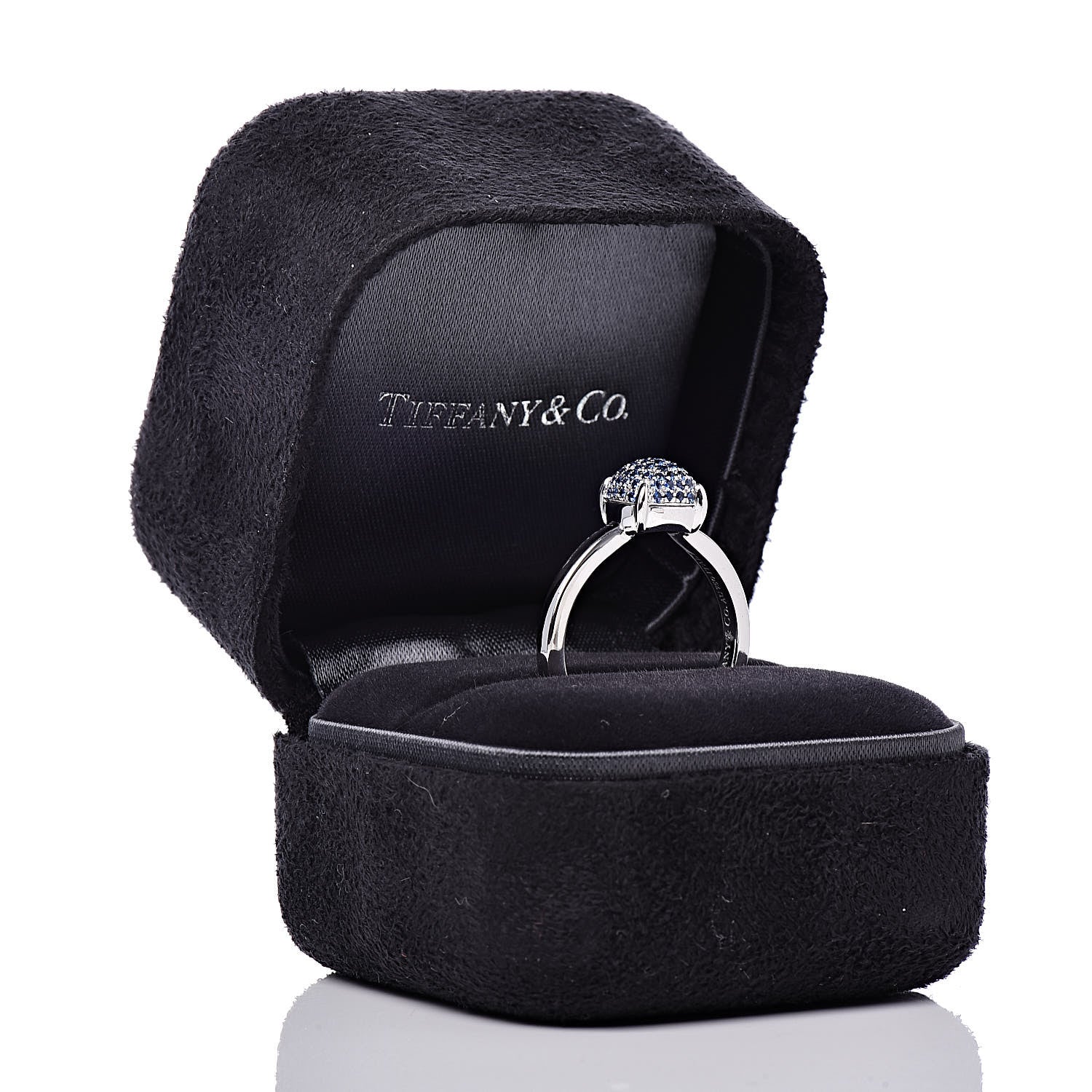 Tiffany 18K White Gold Blue Sapphires 7mm Paloma's Sugar Stacks Ring 52 6 8 of 8