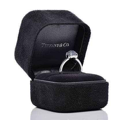 Tiffany 18K White Gold Blue Sapphires 7mm Paloma's Sugar Stacks Ring 52 6 8 of 8