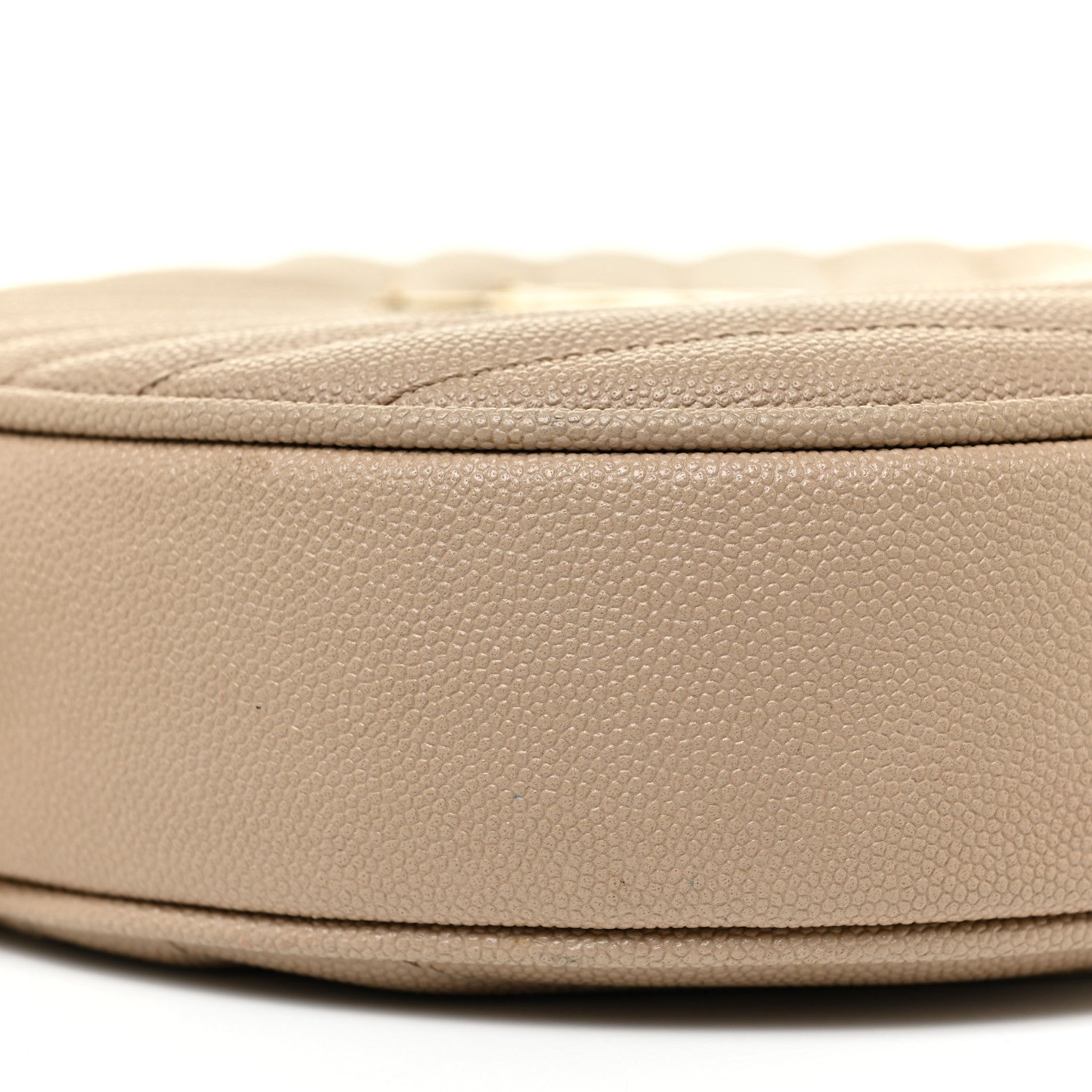 Saint Laurent Grain De Poudre Matelasse Chevron Quilted Round Vinyle Camera Bag Dark Beige 8 of 11
