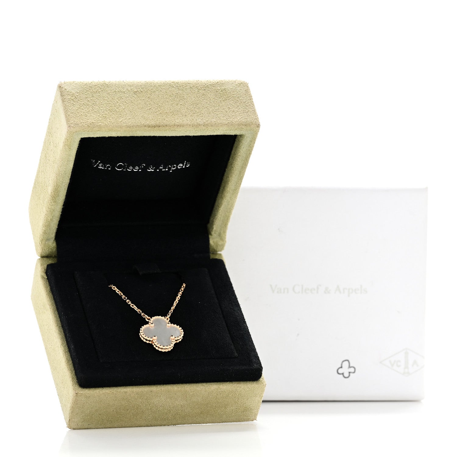 Van Cleef & Arpels 18K Yellow Gold Mother of Pearl Vintage Alhambra Pendant Necklace 6 of 6