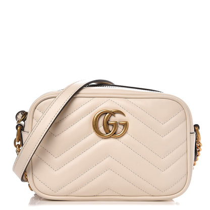 Gucci Calfskin Matelasse Mini GG Marmont Chain Shoulder Bag White 1 of 7