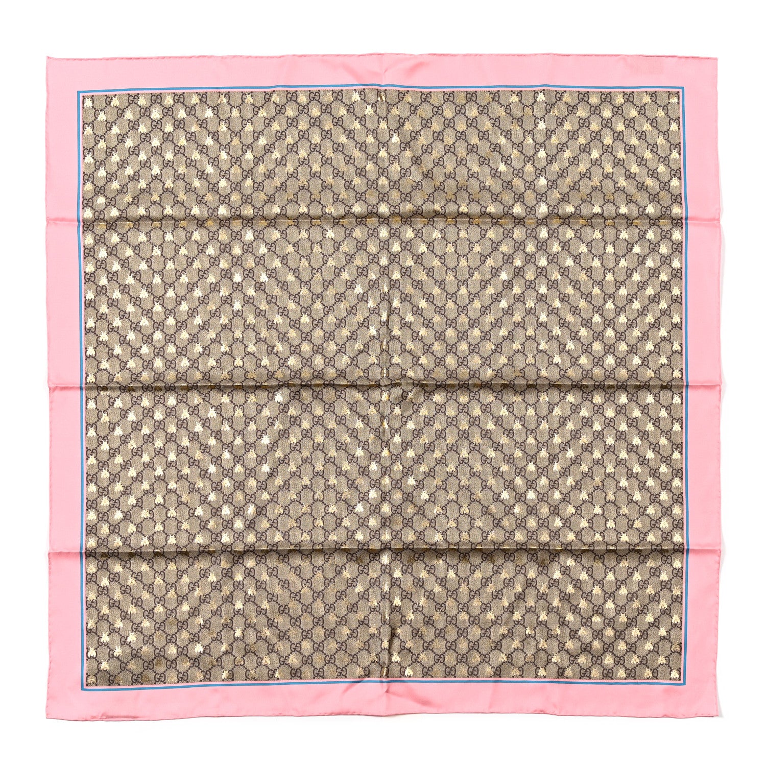 Gucci Silk Twill GG Monogram Bee Scarf Roseate Sky Blue 1 of 3
