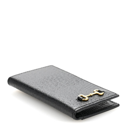 Gucci Textured Dollar Calfskin Horsebit Card Holder Black 4 of 8