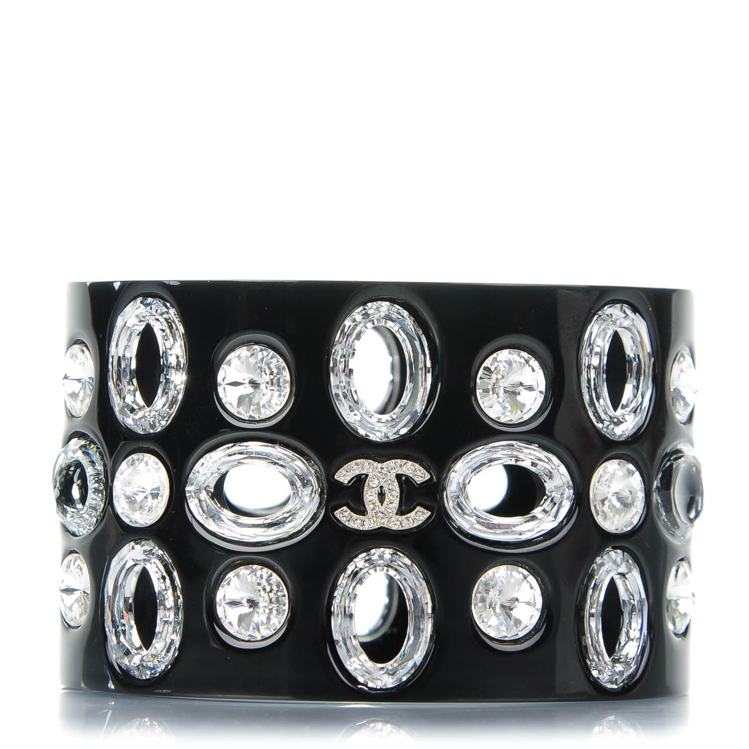 Chanel Resin Crystal CC Cuff Black 1 of 5
