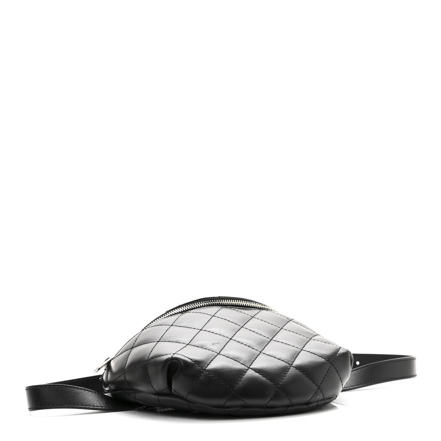 Calfskin Quilted Waist Belt Bag Black
