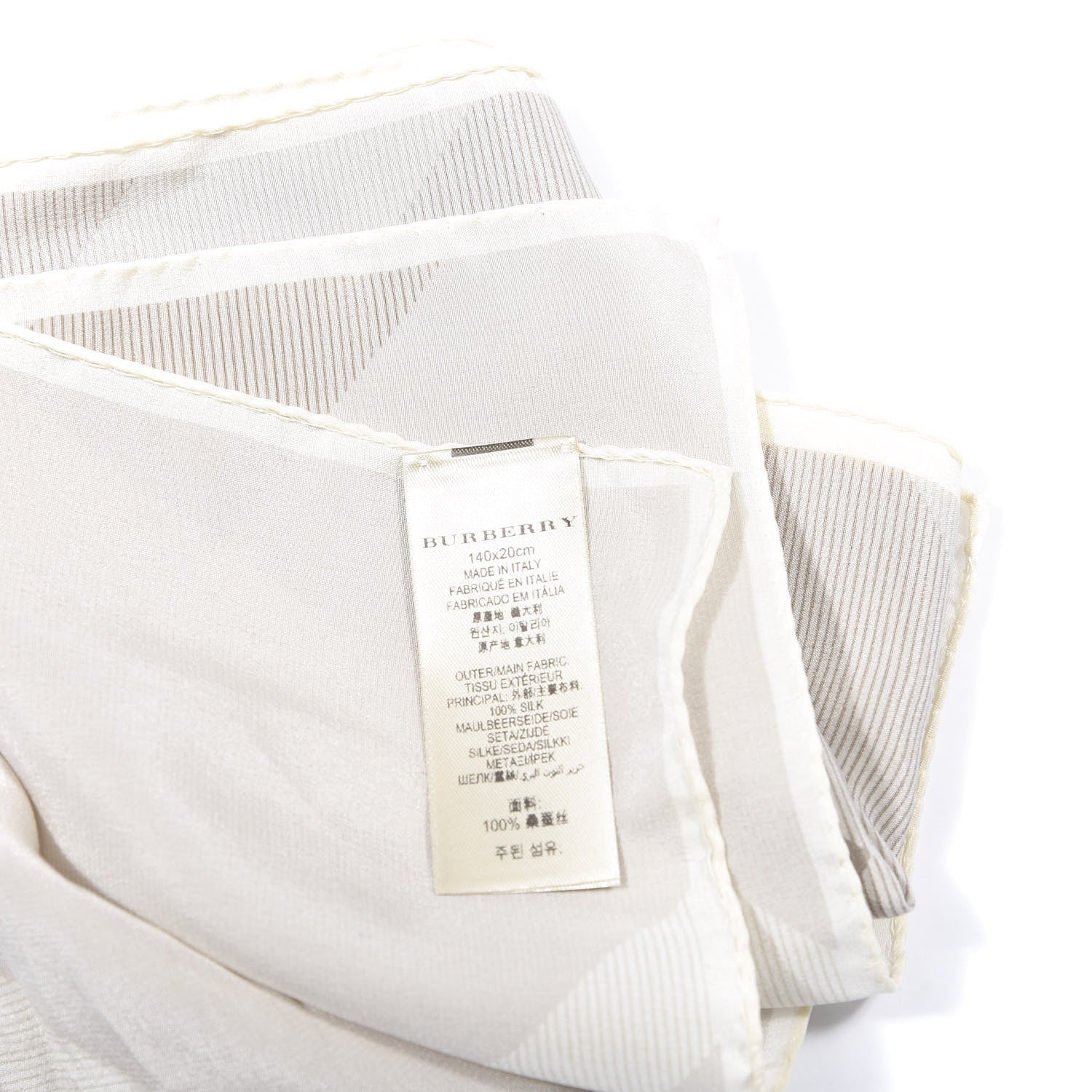 Burberry Silk Giant Check Scarf Beige 3 of 4