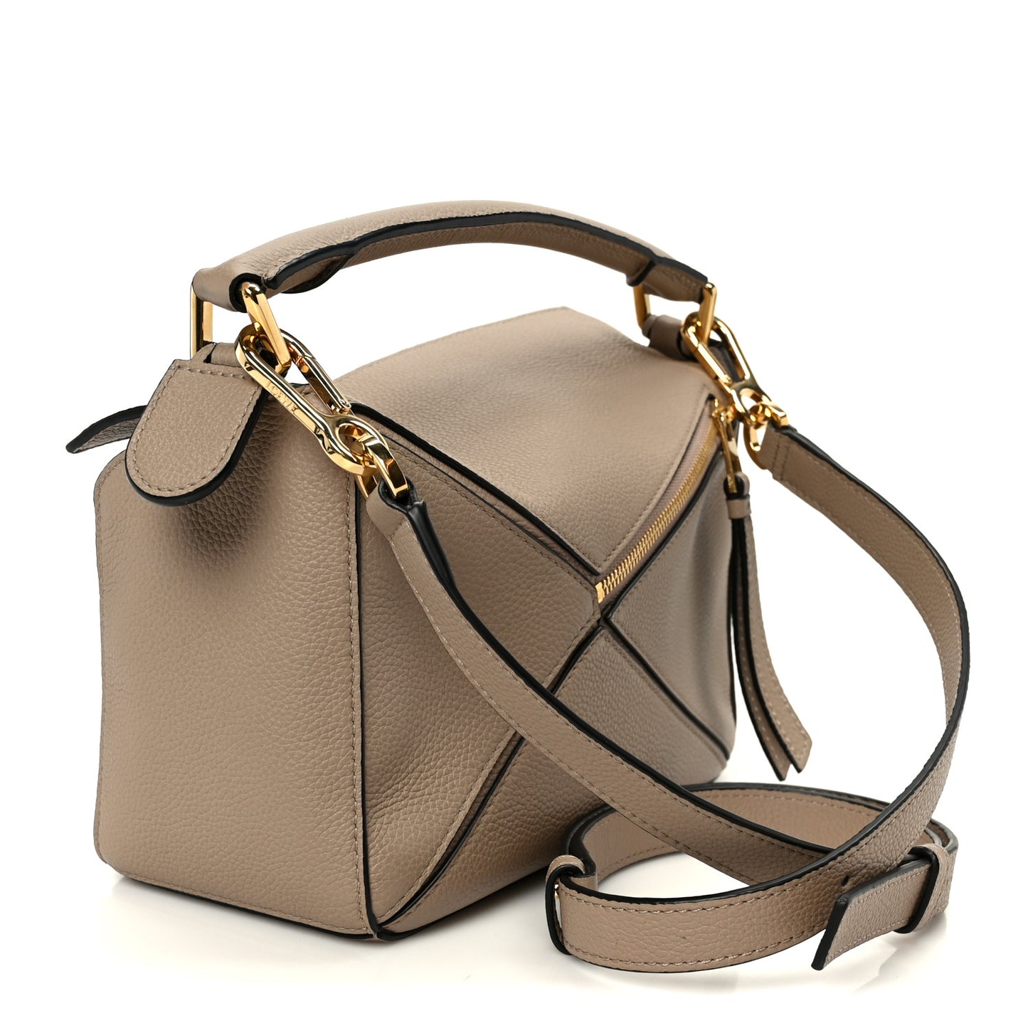 Grained Calfskin Small Puzzle Bag Sand