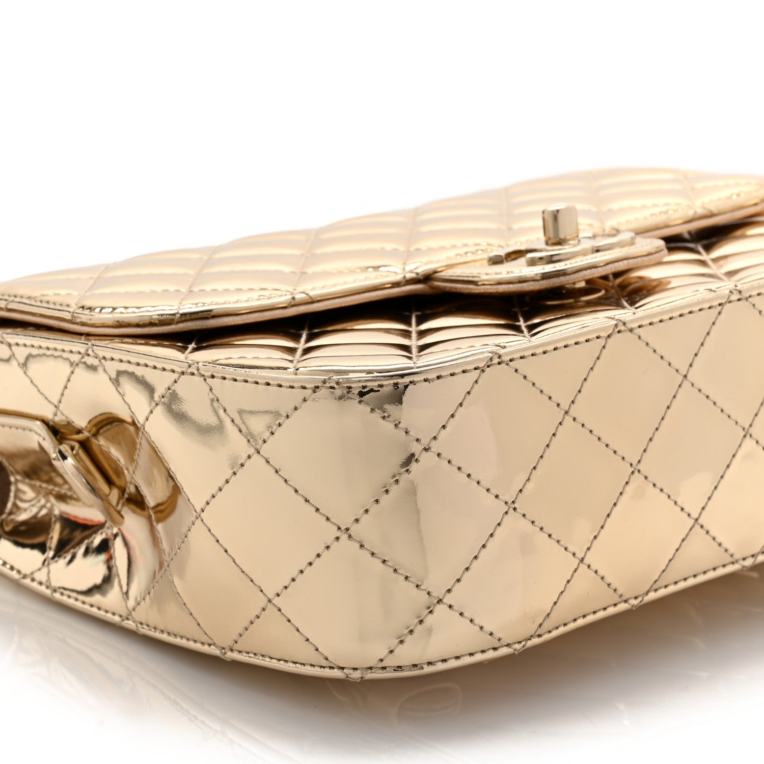Chanel Mirror Calfskin Metallic Calfskin Quilted Hollywood Boulevard Backpack With Coin Purse Gold 10 of 11