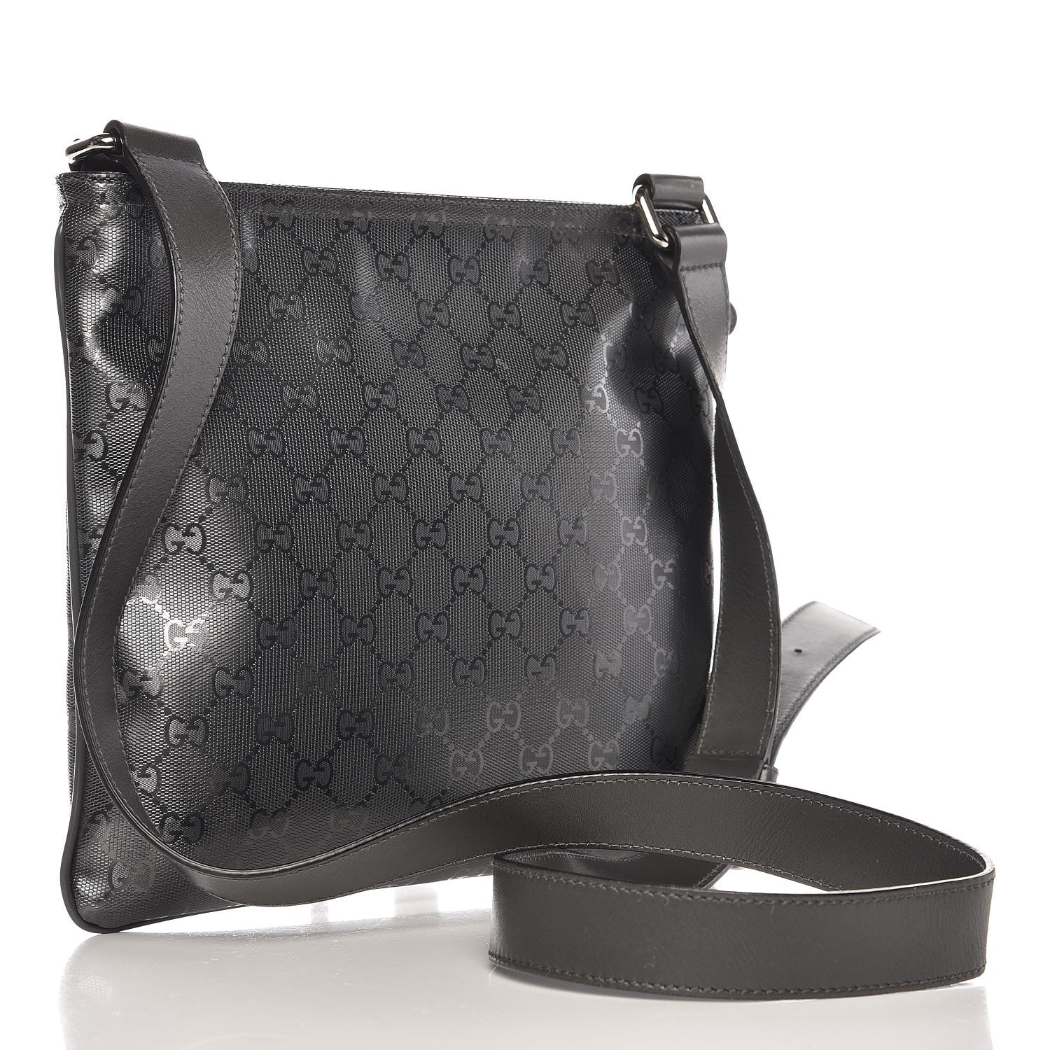 Gucci Imprime Monogram Small Flat Messenger Bag Platinum Grey 3 of 8