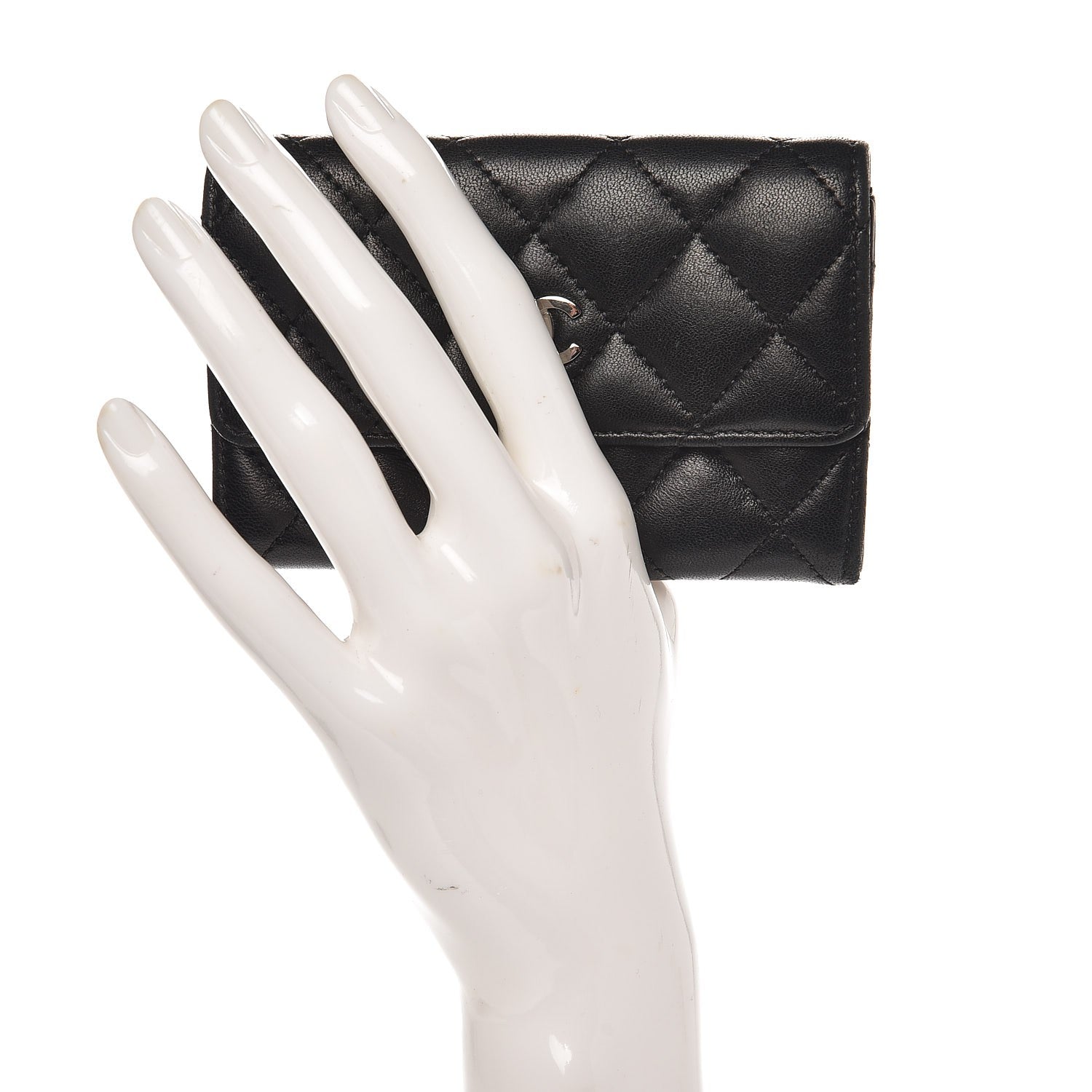 Chanel Lambskin Quilted Flap Card Holder Black 2 of 8