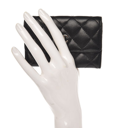 Chanel Lambskin Quilted Flap Card Holder Black 2 of 8