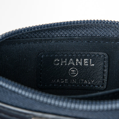 Chanel Calfskin Chevron Zip Around Boy Coin Purse Wallet Dark Navy 6 of 7