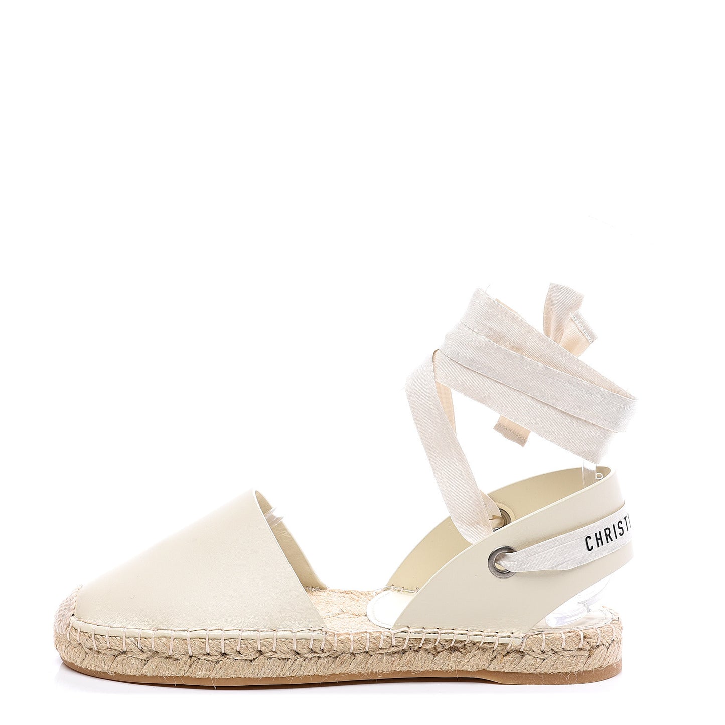 Calfskin Nicely-D Ankle Tie Espadrilles Flats 38 Off White