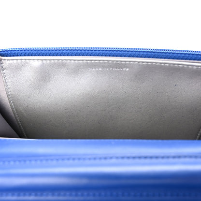 Chanel Lambskin Camellia Embossed Wallet on Chain WOC Blue 9 of 13