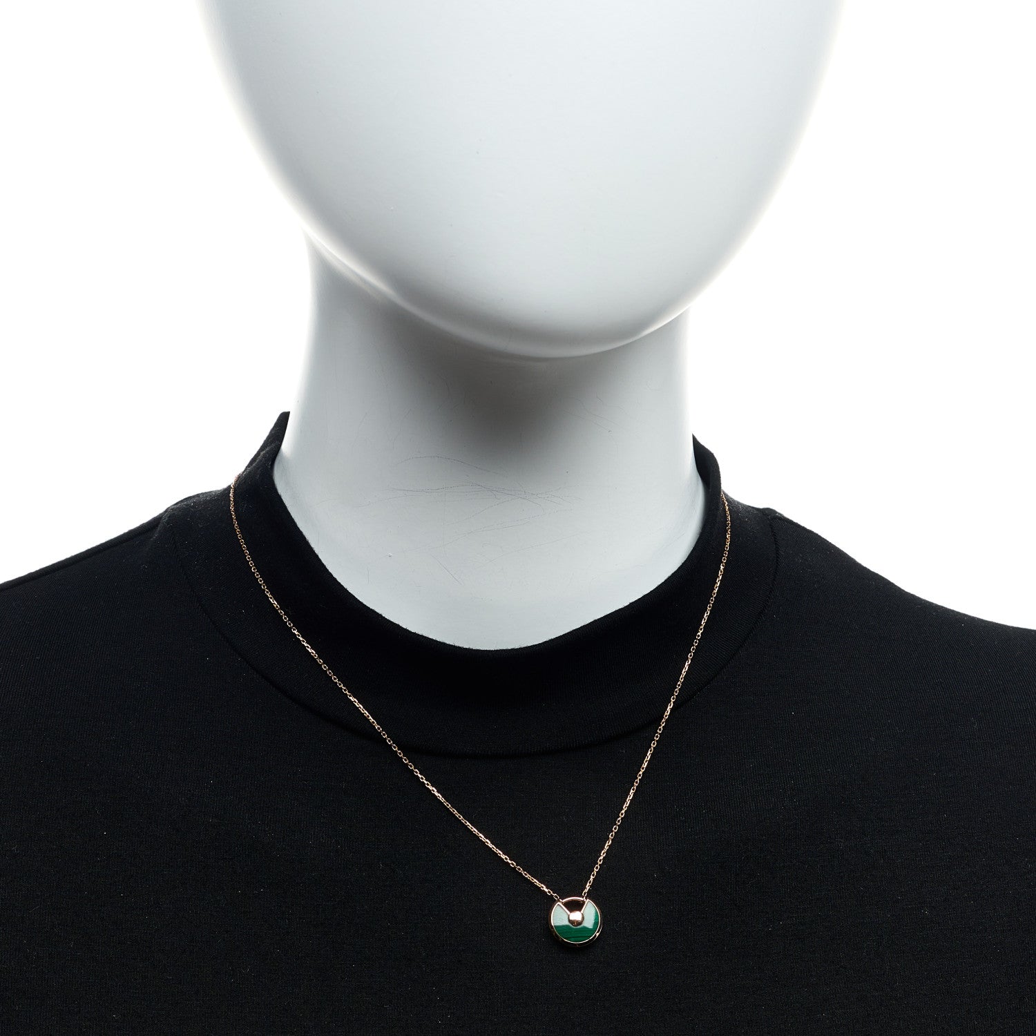 Cartier 18K Pink Gold Diamond Malachite XS Amulette de Cartier Pendant Necklace 2 of 6