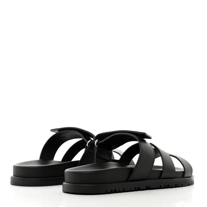 Hermes Calfskin Womens Chypre Sandals 36.5 Black 4 of 9
