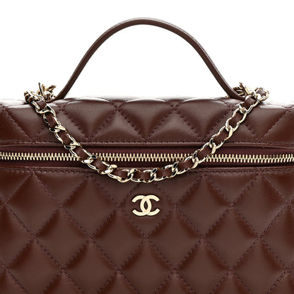 Chanel Lambskin Quilted Top Handle Slim Vanity With Chain Dark Brown 15 of 21