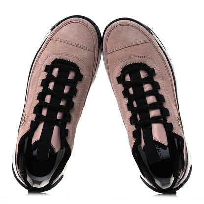 Chanel Suede Calfskin Nylon Grosgrain CC Sneakers 39.5 Light Pink 2 of 13