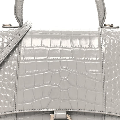 Balenciaga Shiny Calfskin Crocodile Embossed Medium Hourglass Top Handle Bag Balenciaga Grey 7 of 9