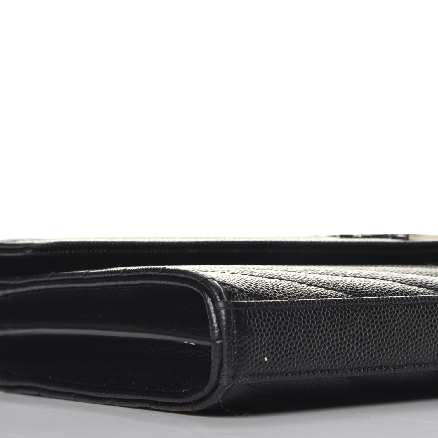 Saint Laurent Grain De Poudre Matelasse Chevron Monogram Chain Wallet Black 7 of 9