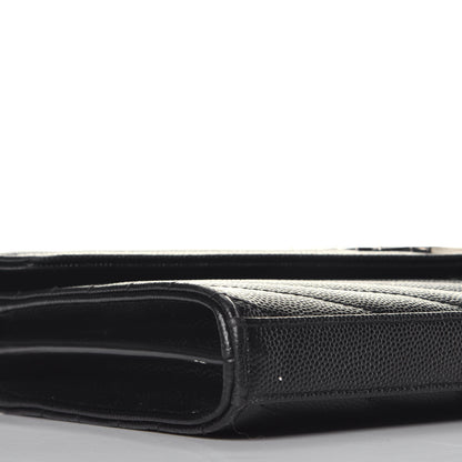 Saint Laurent Grain De Poudre Matelasse Chevron Monogram Chain Wallet Black 7 of 9