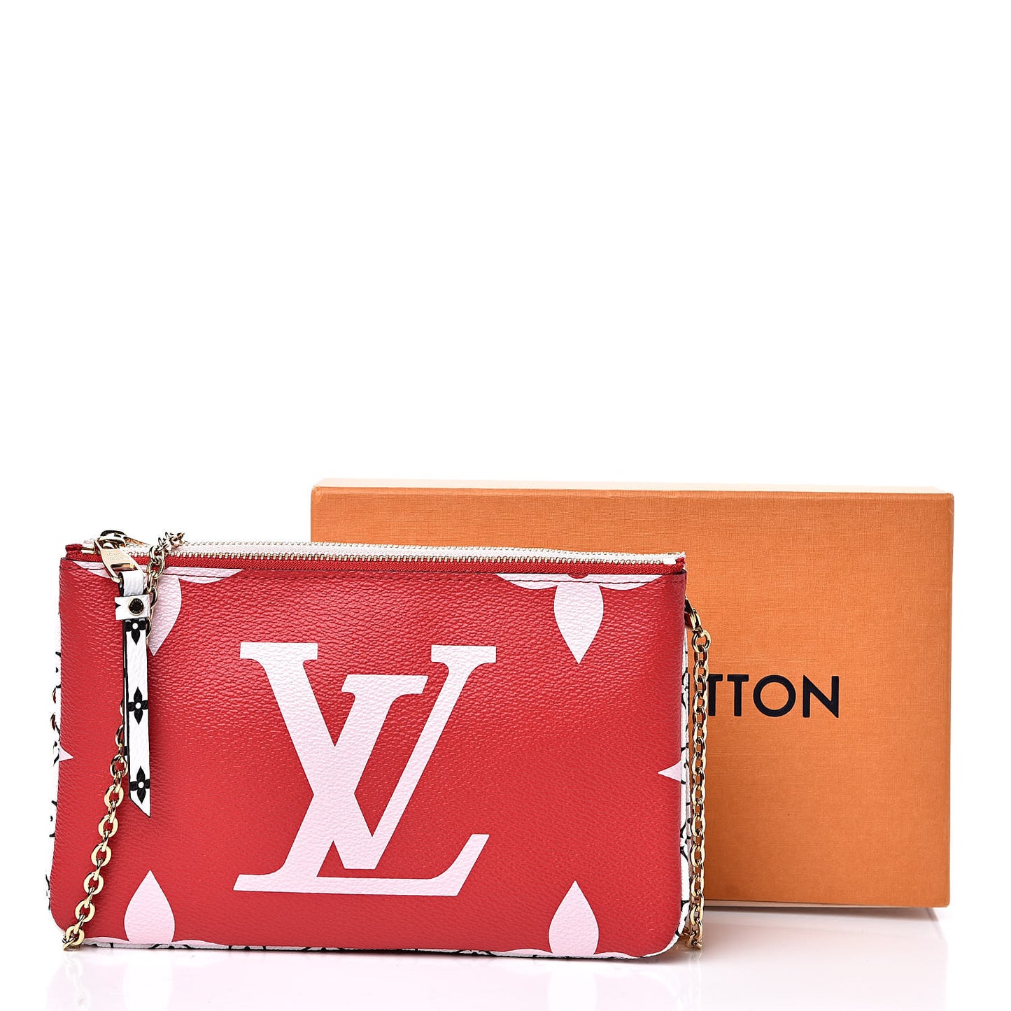Monogram Giant Double Zip Pochette Rouge