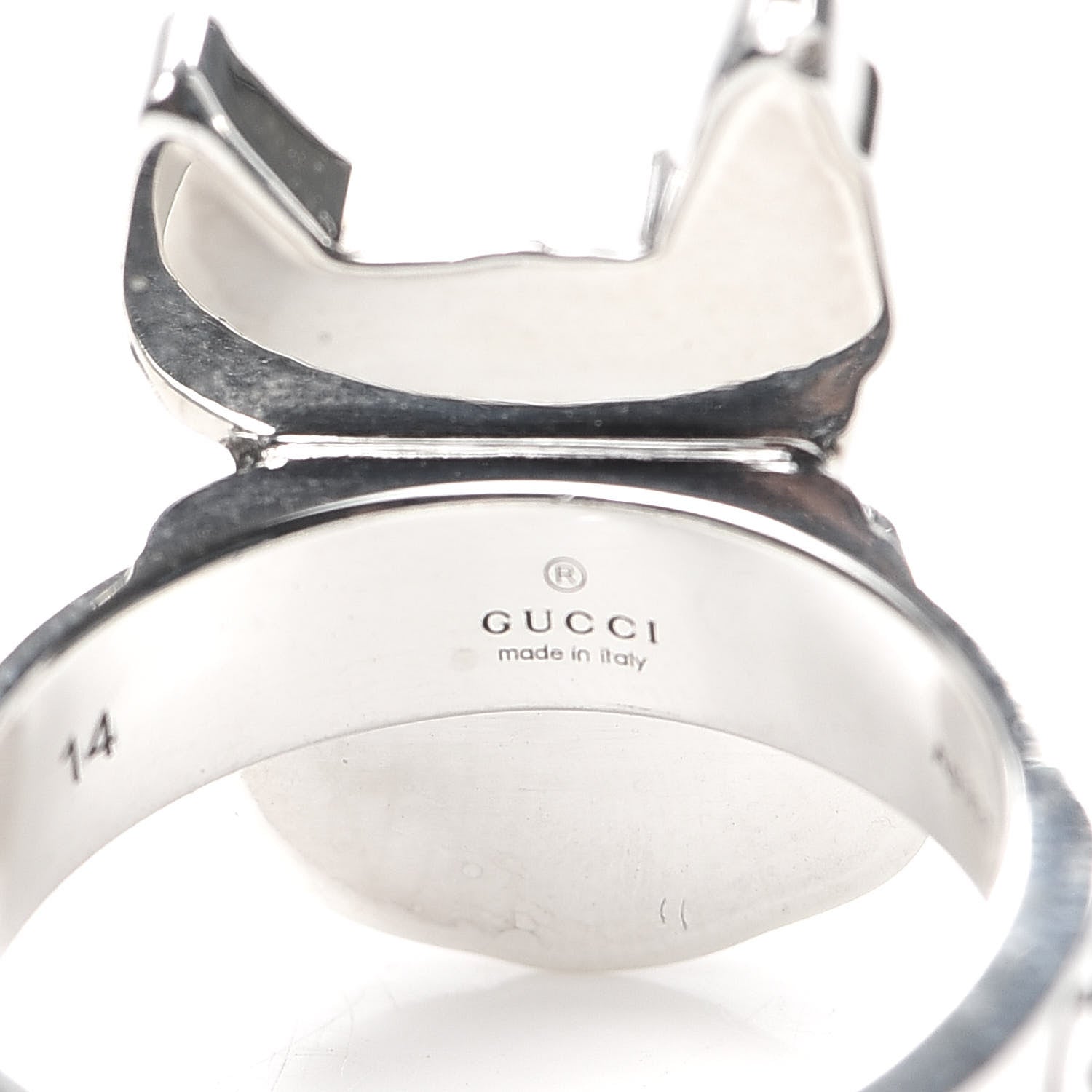Gucci Sterling Silver Enamel Orso Ring 54 6.75 4 of 6