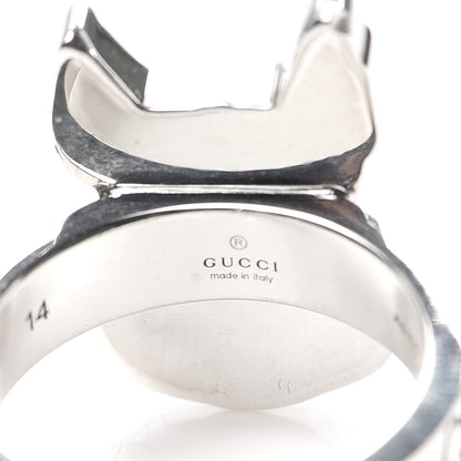 Gucci Sterling Silver Enamel Orso Ring 54 6.75 4 of 6