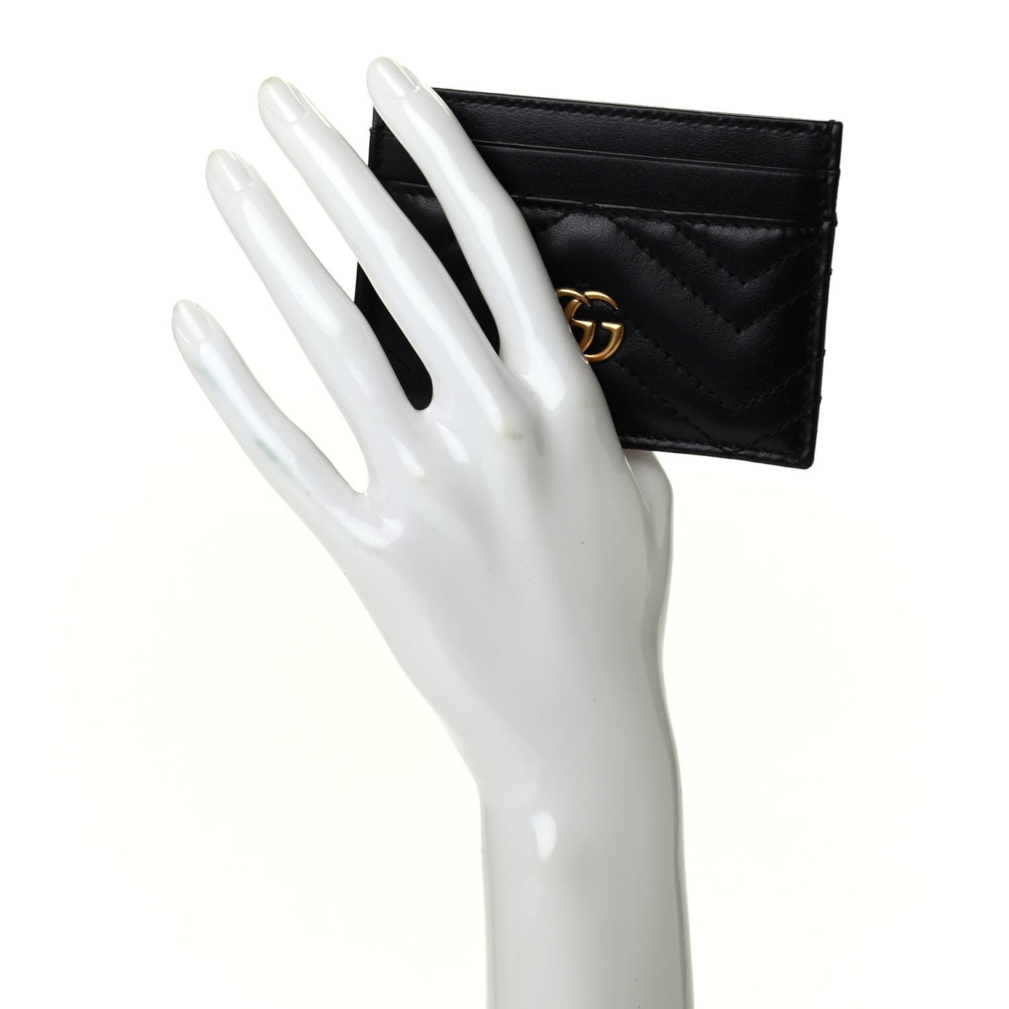 Calfskin Matelasse GG Marmont Card Holder Black