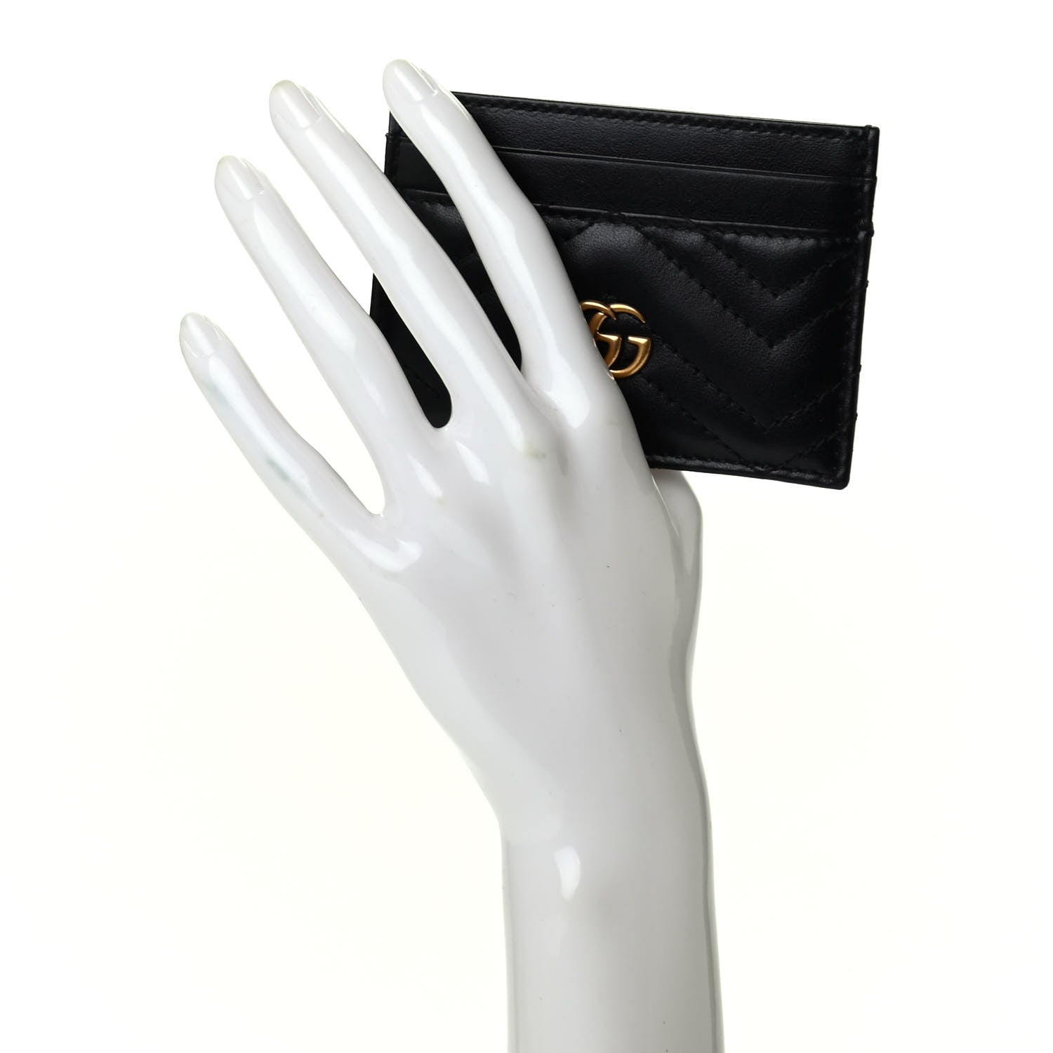 Gucci Calfskin Matelasse GG Marmont Card Holder Black 2 of 7