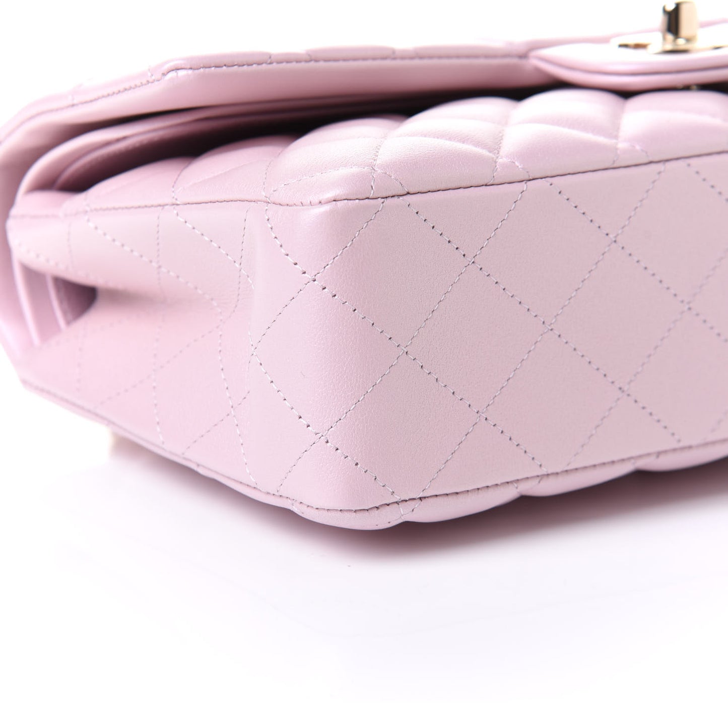 Iridescent Calfskin Quilted Medium Double Flap Light Pink