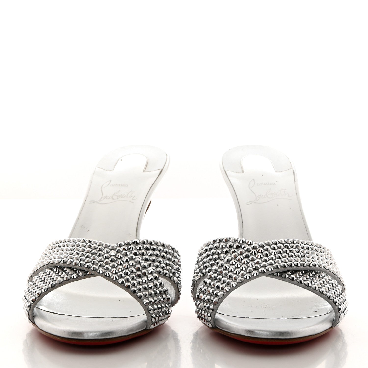 Christian Louboutin Suede Metallic Kid Lambskin Strass Mariza Is Back 85 Sandals 38 Silver 2 of 8