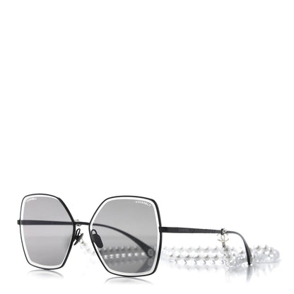 Chanel Metal Butterfly Removable Pearl Chain Sunglasses 4262 Black 1 of 10