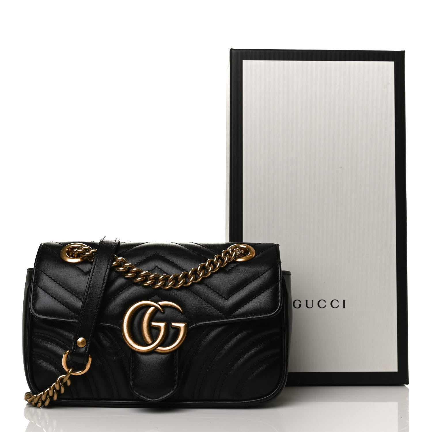 Gucci Calfskin Matelasse Mini GG Marmont Shoulder Bag Black 14 of 14