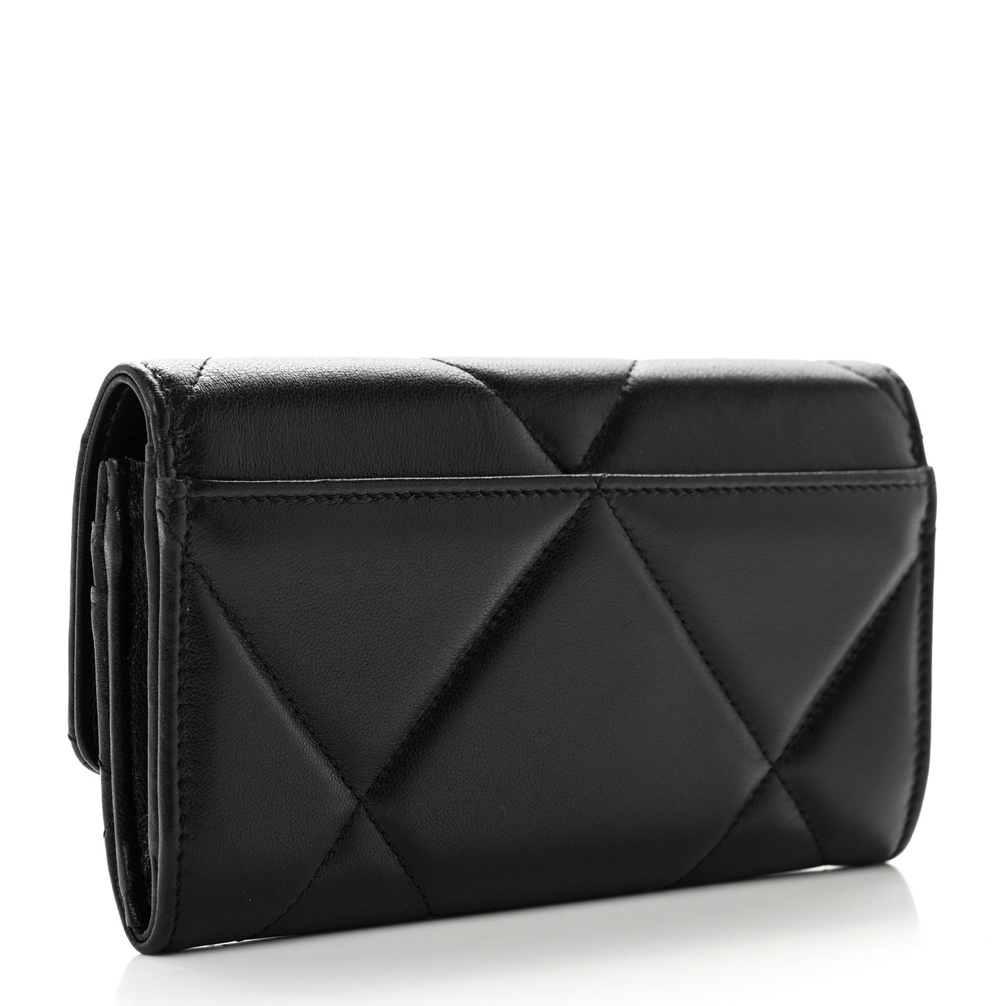 Lambskin Quilted Chanel 19 Flap Wallet Black
