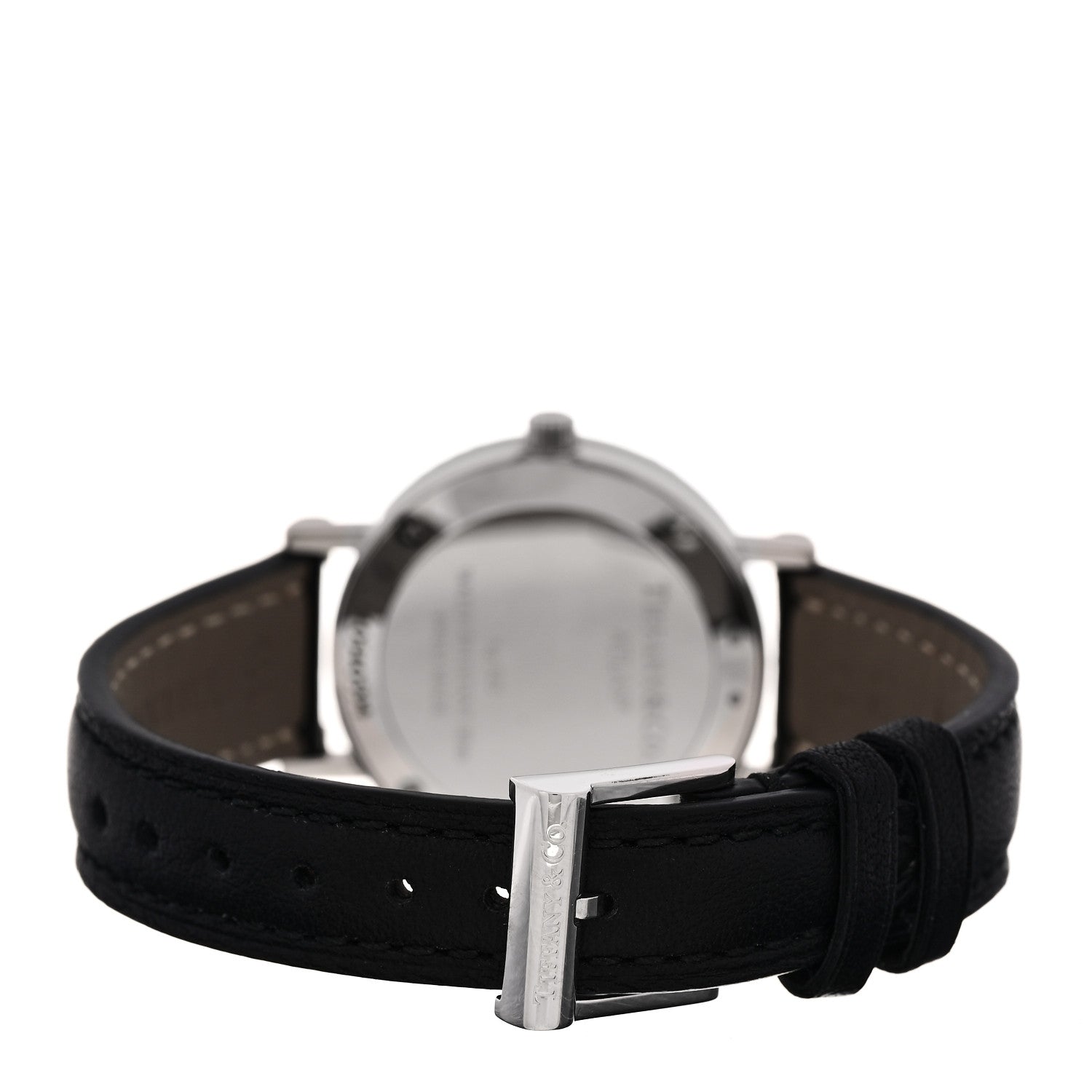 Tiffany Sterling Silver Calfskin 29mm Atlas Quartz Watch Black 3 of 5
