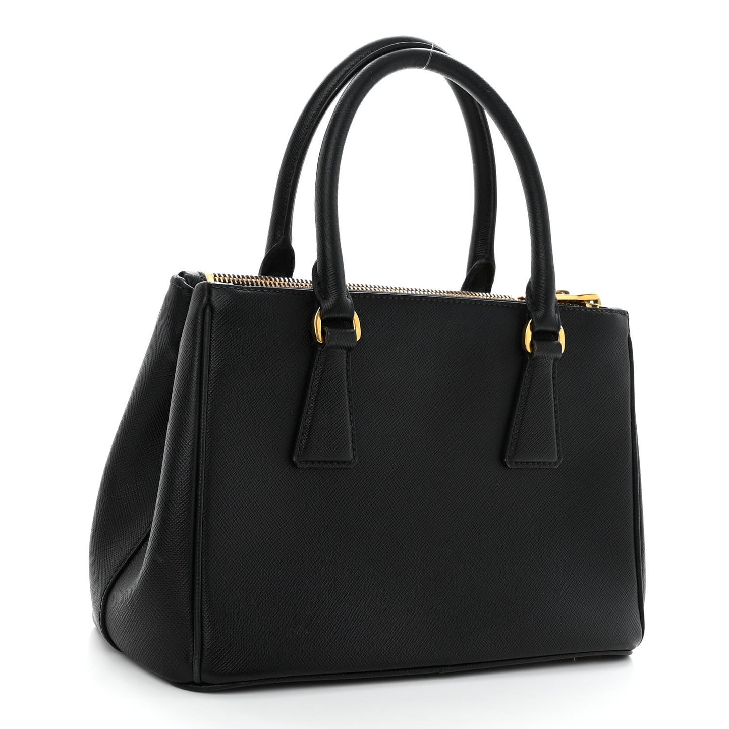 Saffiano Mini Galleria Double Zip Tote Black