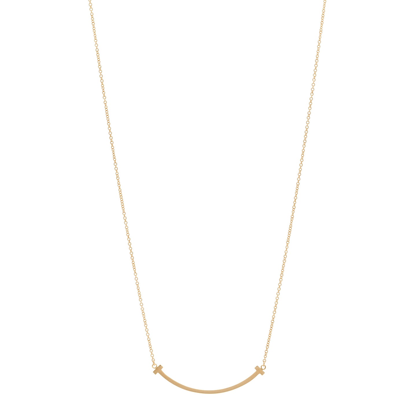 18K Yellow Gold Small T Smile Pendant Necklace