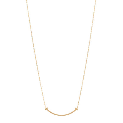 Tiffany 18K Yellow Gold Small T Smile Pendant Necklace 1 of 5