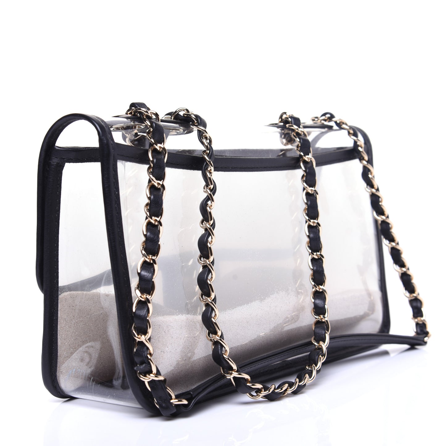 Lambskin PVC Medium Coco Sand Flap Black