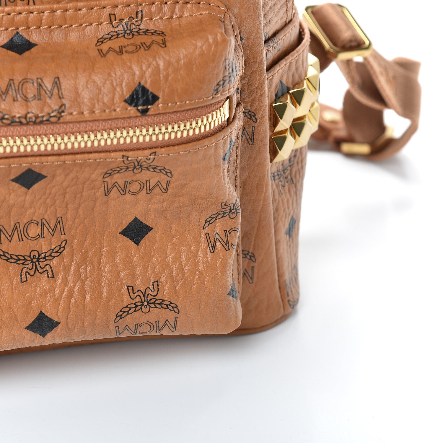 MCM Visetos Side Stud Mini Stark Backpack Cognac 11 of 11